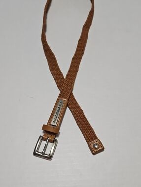 Liz Claiborne Woven Brown Belt with Leather Trim & Slight Stretch Size M/L